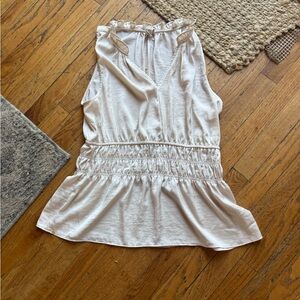 Dolan Sleeveless Cream Top with Ruffle Details size: Large